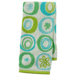 Creative Bath - All That Jazz Hand Towel - Accessorize your bathroom with the fun All That Jazz Hand Towel. Made from 100% cotton with bright green and blue circle and flower designs, this towel is eye-catching and fun. Pair it with other pieces from the All That Jazz bath collection for a cohesive look.