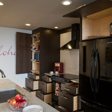 Lots of storage in this small condo kitchen (open)