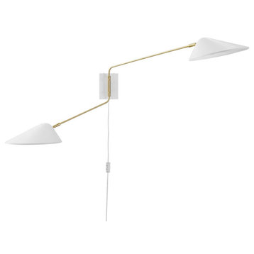 Sconce Wall Lamp Light Fixture, White, Metal, Modern Cafe Bistro Hospitality