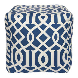 Navy Geometric Pouf - Floor Pillows And Poufs