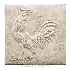 Crowing Rooster 12x12 handmade tile &mdash; Fine Art Tileworks - Tile