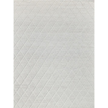 Brentwood Handwoven Wool/Viscose White Area Rug, 9'x12'