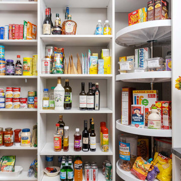 White Pantry Design With Lazy Susan
