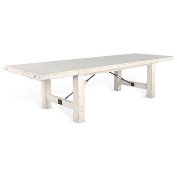 Sunny Designs Marina Farmhouse Mahogany Wood Extension Table in White Sand