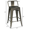 Costway Set of 4 Low Back Metal Counter Stool Industrial Bar Stools