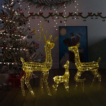 vidaXL Christmas Decoration Reindeer Family Acrylic with 300 LEDs Warm White