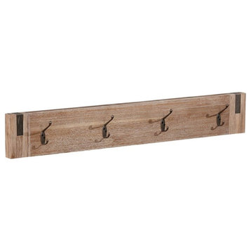 Alaterre Woodstock Acacia Wood with Metal Inset Coat Hook in Brushed Driftwood