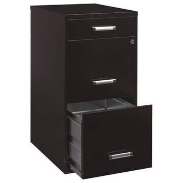 Space Solutions 3 Drawer Metal File Cabinet with Pencil Drawer Black