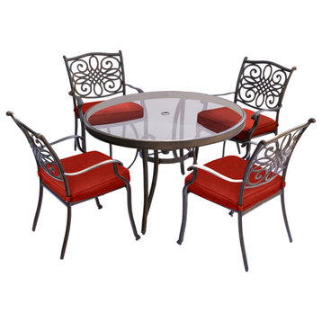 Hanover TRADDN5PCG Traditions Five Piece Aluminum Framed - Red