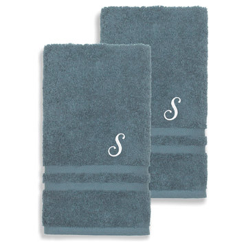 Denzi Hand Towels With Monogrammed Letter, Set of 2, S