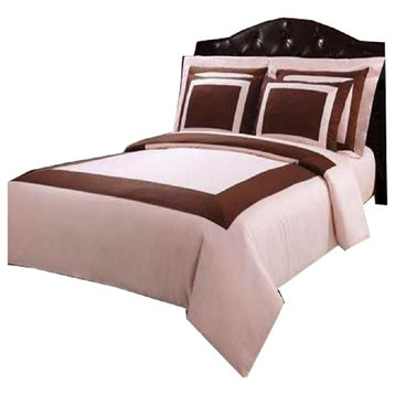 10PC Hotel Cotton Down Alternative Bedding Set, Blush and Chocolate, King