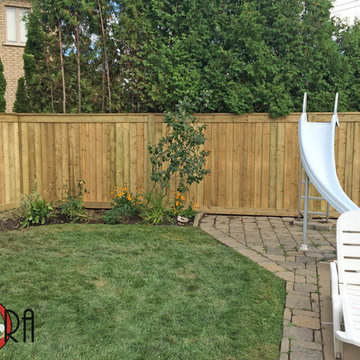 Palisade Style Wood Fence, 6x6 posts, with Horizontal Trim Boards