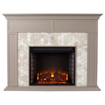 Torron Marble Tiled Electric Fireplace - Gray