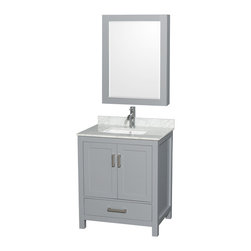 30 inch Transitional Grey Finish Bathroom Vanity Set - Bathroom Vanities And Sink Consoles