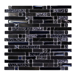 Glass Black Strips - Mosaic Tile