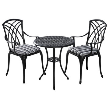 Kinger Home 3-Pieces Outdoor Patio Bistro Furniture Set, Black Finished