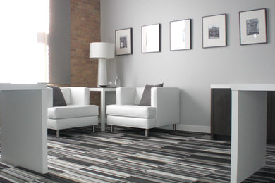Mid-sized minimalist home design photo in Chicago