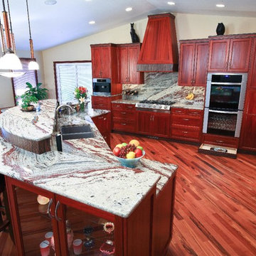 African Influence Transitional Entertaining Kitchen