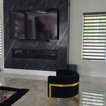 fireplace, venetian plaster