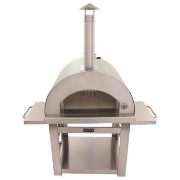 Outdoor Wood Fired Gas Pizza Oven, Silver