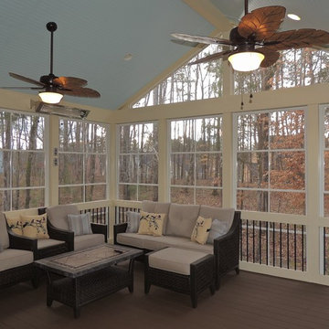 EzeBreeze porch with Trex deck in Mint Hill