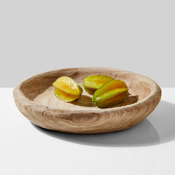 Serene Spaces Living 17" Round Paulownia Wood Tray