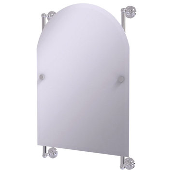 Dottingham Arched Top Frameless Rail Mounted Mirror, Polished Chrome