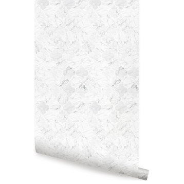 Moroccan Marble Peel and Stick Vinyl Wallpaper, White, 24"w X 60"h