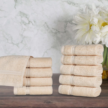 10 Piece Egyptian Cotton Face Cloth Towel Set, Ivory