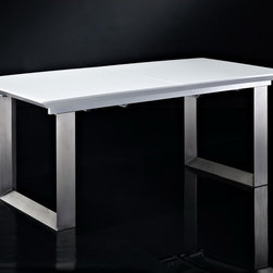 Alexia White High Gloss/ Silver Extendable Dining Table - Dining Tables
