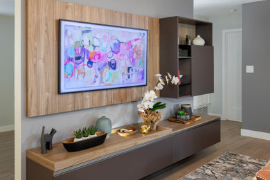 Small trendy living room photo in Phoenix with a wall-mounted tv