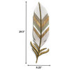 29"x9" White and Gold Feather Wall Decor