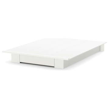 South Shore Holland Full/Queen Platform Bed, 54/60'' With Drawer, Pure White