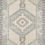 Momeni - Anatolia ANA-2 Machine Made Light Blue Area Rug 9'9"x12'6" - The pastel color palette of the Anatolia Collection presents the softer side of tribal style. Subdued shades of pink, baby blue and brown fill the field and ornamental rug borders with classical medallions and vine and dot motifs. Crafted in an innovative combination of natural wool and nylon threads, modern machining mimics ancestral weaving techniques to create a series of chic floor coverings that are superior in beauty and performance.