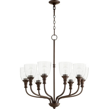 Quorum Richmond 8-Light 31" Chandelier, Oiled Bronze With Clear Seeded