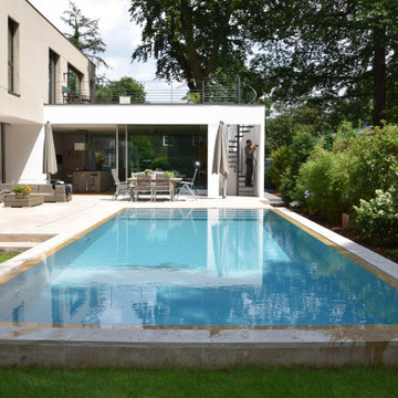 NIVEKO Polystone Überlaufbecken Advance 10,00 x 4,00 x 1,50 m in grau mit Naturs