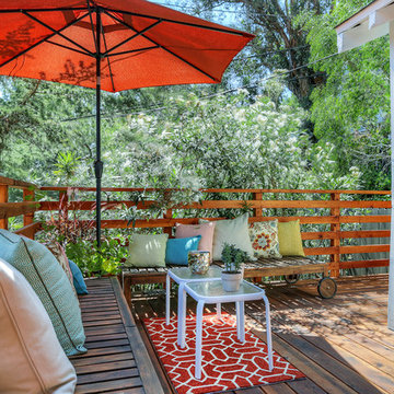Colorful chaises as large benches