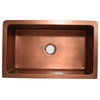 Versailles Farmhouse Pure Copper Single Bowl Kitchen Sink, Grid, Strainer, 33"