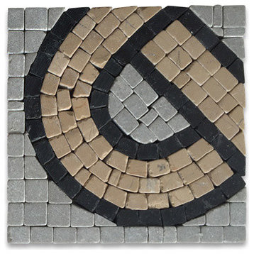 Marble Mosaic Border Decorative Insert Tile Wave Nova 4x4 Tumbled, 1 piece