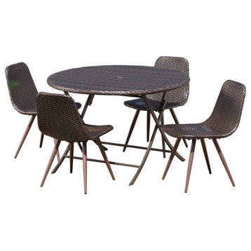 GDF Studio 5-Piece Judith Caleb Outdoor Dining Set With Foldable Table