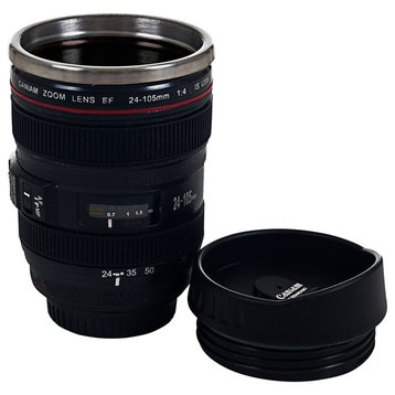 Camera Lens Coffee Mug with Lid, 2 Mugs