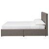Astrid Grey Linen Upholstered Storage Platform Bed, Queen