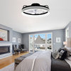Black Flush Mount Led Ceiling Fan Low Profile Ceiling Lighting with Remote