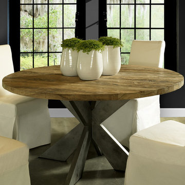 EME13-59 EMILY ROUND RECYCLED TEAK WOOD DINING TABLE - 59"