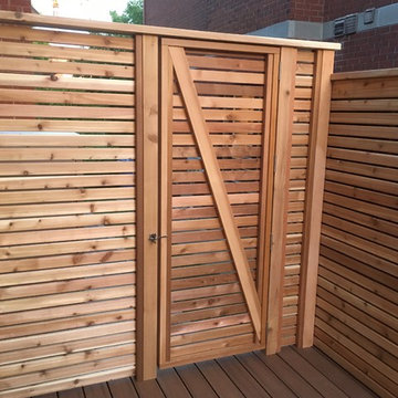TREX floor and cedar storage, pannels and doors