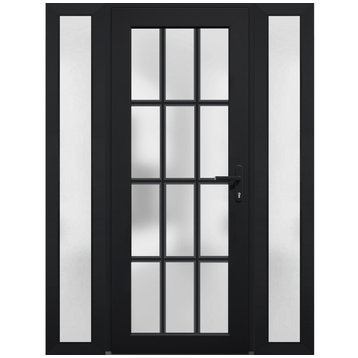 Front Exterior Prehung Door Frosted Glass / Manux 8312 Black / 60 x 80" Left In