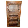 Consigned Antique Wood Hand-Carved Bookcase With Chakra Borders