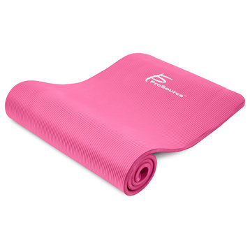 Premium 1/2"x71" Long High Density Exercise Yoga Mat, Comfort Foam, Pink