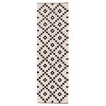 Jaipur Living - Jaipur Living Croix Handmade Geometric Black/White Area Rug, 2'6"x8' - A modern twist on traditional flatweave style, this sleek layer showcases a black trellis design on a natural undyed wool backdrop. The geometric shapes lend a fresh update to this eye-catching accent.