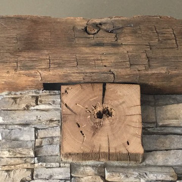 Detail of Fireplace Reclaimed Oak Timber Cap and Corbels